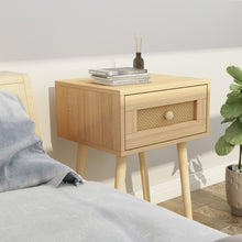 画像をギャラリービューアに読み込む, softlife サイドテーブル 籐編みのベッドテーブル 引き出し付きベッドベッドサイドテーブル
